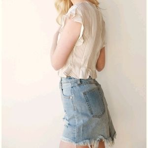 Distressed Jean Skirt by H & M